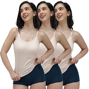Amul Comfy Cotton Adjustable SlipsCamisolePack of 3