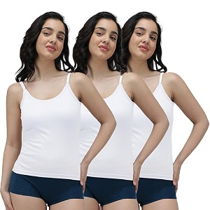 Amul Comfy Cotton Adjustable SlipsCamisolePack of 3
