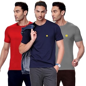 AMUL COMFY Mens Cotton Plain Round Neck