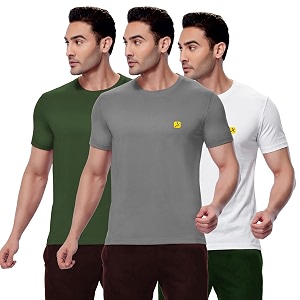 AMUL COMFY Mens Cotton Plain Round Neck