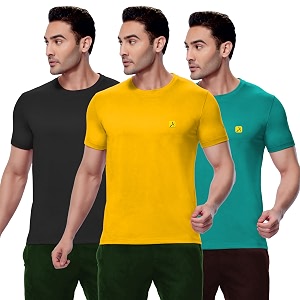 AMUL COMFY Mens Cotton Plain Round Neck