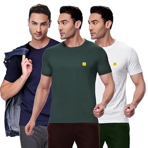 AMUL COMFY Mens Cotton Plain Round Neck