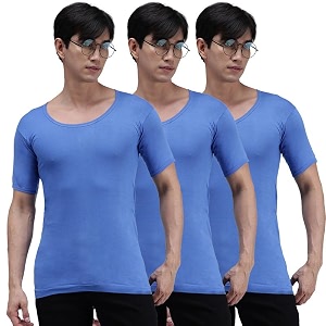 amul comfy men39s vest  round neck  breathable lightweight innerwear  moisture wicking  soft feel  pack of 3  color may vary