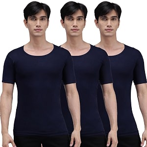 amul comfy men39s vest  round neck  breathable lightweight innerwear  moisture wicking  soft feel  pack of 3  color may vary