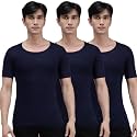 Amul Comfy Men's Vest | Round Neck | Breathable Lightweight Innerwear | Moisture Wicking | Soft Feel | Pack of 3 | Color May Vary