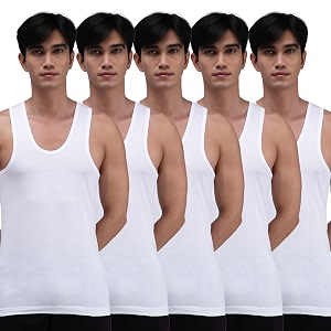 Amul Comfy Mens White Interlock Solid Vest