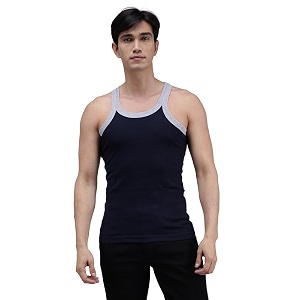 amul comfy men innerwear regular fit sleevless 100 cotton navy vest size_s