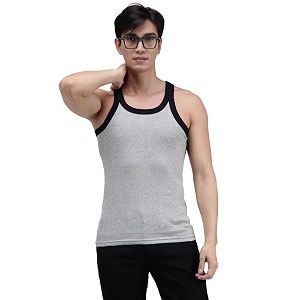 amul comfy men innerwear regular fit sleevless 100 cotton grey vest size_s