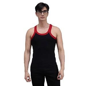amul comfy men innerwear regular fit sleevless 100 cotton black vest size_xl