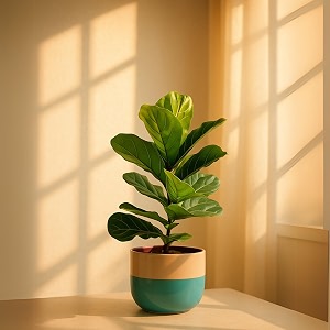 amulya farms rare dwarf ficus lyrata - fiddle leaf fig live plants  healthy indoor plant for living room home decor office amp desk decoration  natural air purifier with pot