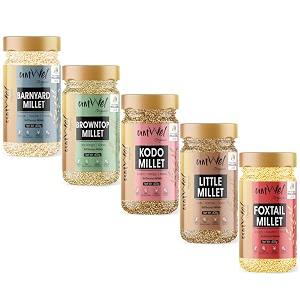 amwel organic combo barnyardbrowntoptkodo littlefoxtail millet 400g x 5  five positive grains  raw unpolished grain rice