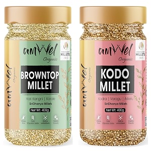 amwel organic combo browntop millet 400g  kodo millet 400g  hari kangni korale  kodra haraka varagu arikalu  positive millets  raw unpolished grain millet rice  glutenfree