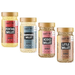 amwel organic combo foxtail millet 400g  barnyardmillet 400g  kodo millet 400g  little millet 400g  siri dhanya millets  positive grains  raw unpolished millet rice  diabetic friendly