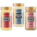 Amwel Organic Combo Foxtail+ Barnyard+Kodo | Millets x 3 | Kangni | Sawank | Kodra | Positive Millets | Raw Unpolished Grain Millet Rice | 1200g