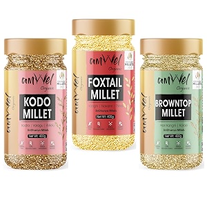 amwel organic combo kodo  foxtail  browntop  millets x 3 kodra haraka  arikalu kangni  hari kangni  positive millets  raw unpolished grain rice