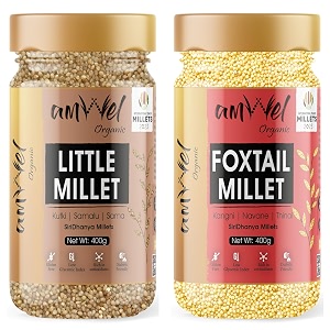 amwel organic combo little foxtail kutki shaan sama moraiya  kangni thinai kang rala  positive millets x2  raw unpolished grain rice 