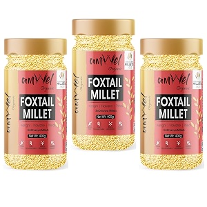 amwel organic foxtail millet  400g x 3 pc  millets  kangni thinai kang rala  positive millets  raw unpolished grain millet rice  gluten free fiber rich low gi diabetic friendly