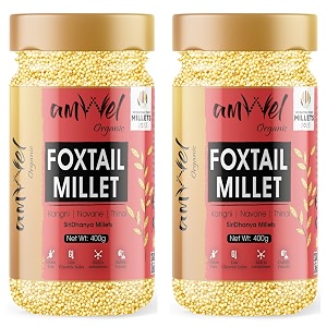 amwel organic foxtail millet  400g x 2 pc  millets  kangni thinai kang rala  positive millets  raw unpolished grain millet rice  gluten free fiber rich low gi diabetic friendly