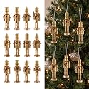 Amyhill 12 Pcs Brass Christmas Nutcracker Ornaments, Wooden Vintage