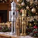 Amyhill 3 Pcs Christmas Nutcracker Ornaments Decor, Gold Silver, Wooden