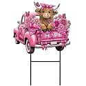 Amyhill Breast Cancer Awareness Highland Cow Outdoor Decoration Metal Stake