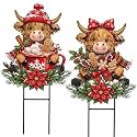 Amyhill Christmas Highland Cow Outdoor Yard Decoration Hot Cocoa Signs