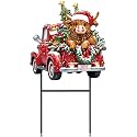 Amyhill Christmas Highland Cow Truck Outdoor Yard Decorations