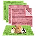 Amylove 4 Pcs Guinea Pig Cage Liner, 12 x 12 Inch, Green Pink