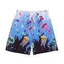 AMYNICE Girls Beach Board Short with Liner Quick Dry Active Jellyfish Print