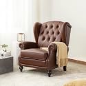 Amyri 3334 Wide Faux Leather Wingback Armchair