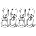 AMYSPORTS Heavy Stainless Swivel Eye Ring Steel Hanging Swivels Eye Connector Double Ended Swivel Eye Marine SUS316 Loop Dia 5mm 4/21inch 220lbs 4pcs