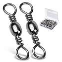 AMYSPORTS High Strength Fishing Swivels Barrel Solid Ring Barrel Fishing Swivel Rolling Fishing Tackle Line Connector Saltwater Freshwater Stainless Steel Accessories