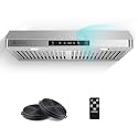 AMZCHEF 30" Under Cabinet Range Hood with Dual Fans System-1050CFM Ultra-Powerful Ventilation,3 Speed Stainless Steel Kitchen Hood with Touch/Remote/Gesture Control, Timer &amp; LED Lights, Baffle Filters