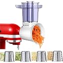 AMZCHEF Slicer Shredder Accessories and Attachments For KA Stand Mixers with 2.8IN Large Feed Chute, Oversized Cheese Grater Attachment with 4 Food Grade Blades, 304 Stainsless Steel, Dishwasher Safe
