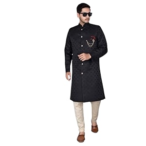 Amzira Mens Ethnic Wear Black Traditional Indo