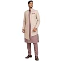 Amzira Men’s Koti Kurta Set | Jacquard Fabric | Mandarin Collar | Full Sleeve | Traditional Ethnic Wear for Wedding & Festive Occasion