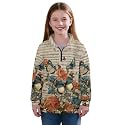 AmzPrint Girls' Novelty Quarter Zip Sweatshirt Long Sleeve Pullover Cool Activewear Running Hoodie For Teens Girls