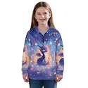 AmzPrint Girls' Novelty Quarter Zip Sweatshirt Long Sleeve Pullover Cool Activewear Running Hoodie For Teens Girls