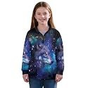 AmzPrint Girls' Novelty Quarter Zip Sweatshirt Long Sleeve Pullover Cool Activewear Running Hoodie For Teens Girls