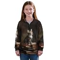 AmzPrint Girls' Novelty Quarter Zip Sweatshirt Long Sleeve Pullover Cool Activewear Running Hoodie For Teens Girls