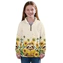AmzPrint Girls' Novelty Quarter Zip Sweatshirt Long Sleeve Pullover Cool Activewear Running Hoodie For Teens Girls