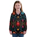 AmzPrint Girls' Novelty Quarter Zip Sweatshirt Long Sleeve Pullover Cool Activewear Running Hoodie For Teens Girls