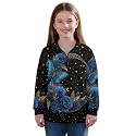 AmzPrint Girls Graphic Quarter Zip Coat Long Sleeve Lightweight Oversized Athletic Running Hoodies For Kids Teen Girls