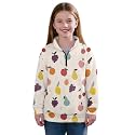 AmzPrint Girls Graphic Quarter Zip Coat Long Sleeve Lightweight Oversized Athletic Running Hoodies For Kids Teen Girls