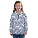 AmzPrint Girls Graphic Quarter Zip Coat Long Sleeve Lightweight Oversized Athletic Running Hoodies For Kids Teen Girls