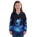 AmzPrint Girls Graphic Quarter Zip Coat Long Sleeve Lightweight Oversized Athletic Running Hoodies For Kids Teen Girls