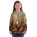 AmzPrint Girls Graphic Quarter Zip Coat Long Sleeve Lightweight Oversized Athletic Running Hoodies For Kids Teen Girls