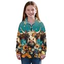 AmzPrint Girls Graphic Quarter Zip Coat Long Sleeve Lightweight Oversized Athletic Running Hoodies For Kids Teen Girls