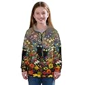 AmzPrint Girls Graphic Quarter Zip Coat Long Sleeve Lightweight Oversized Athletic Running Hoodies For Kids Teen Girls
