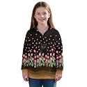 AmzPrint Girls Graphic Quarter Zip Coat Long Sleeve Lightweight Oversized Athletic Running Hoodies For Kids Teen Girls